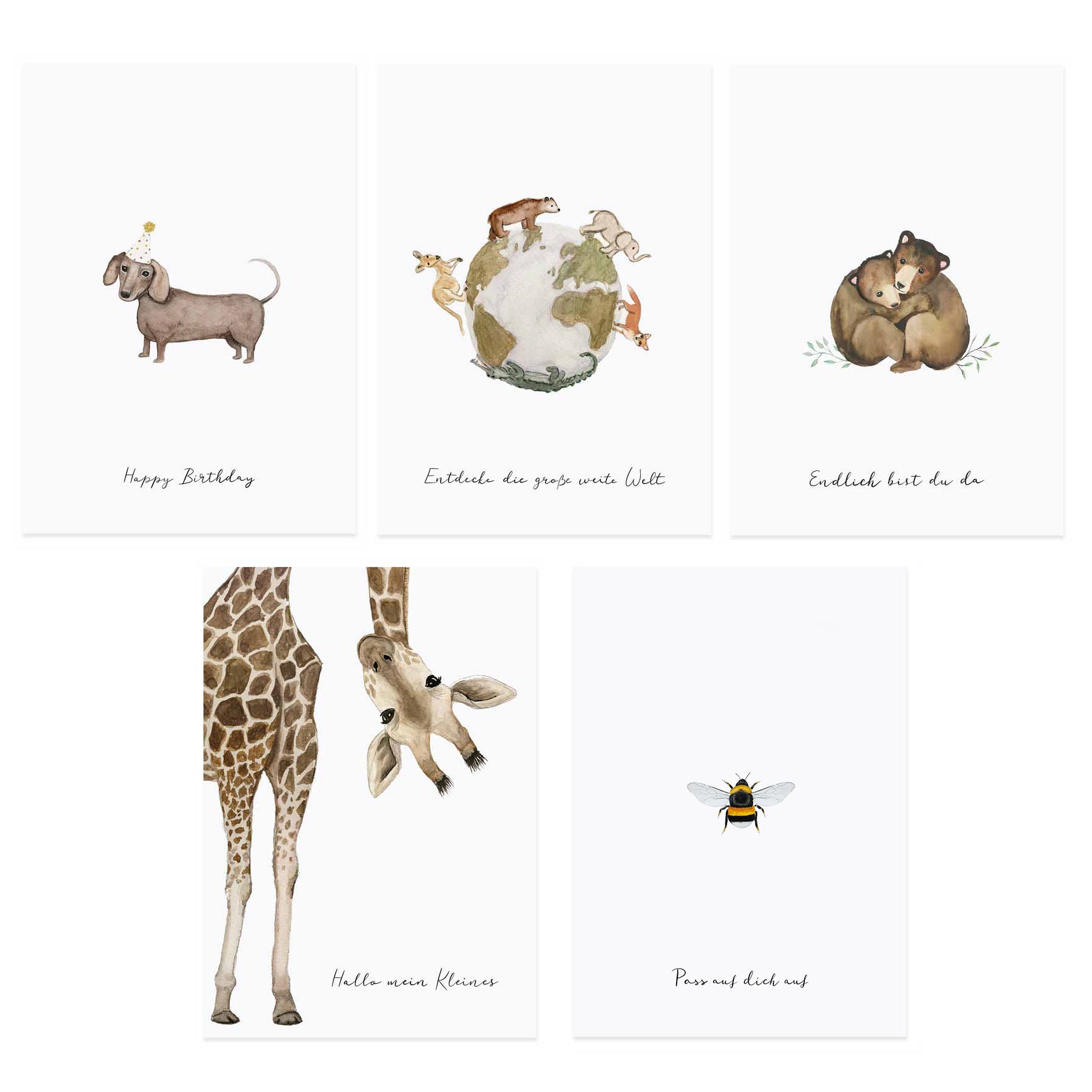 Postkarten Set - Tiere